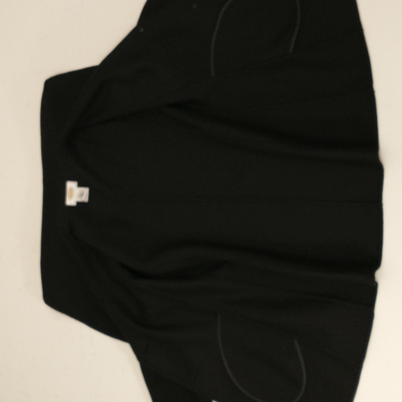 Black Wool Lightweight Jacket Wide Collar Pockets Classy Classic 6P Quality EUC - Picture 9 of 12